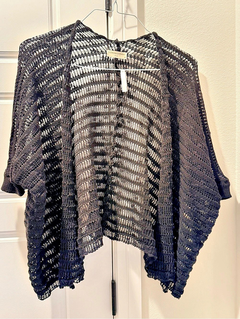 Georgina Estefania Open Knit Shrug in Black Size Medium NWT